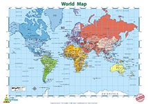 Little Wigwam World Map "No Tear Guarantee" Educational Poster (60 x 42cm)