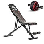 Fit Bros - Upgraded 900 Lb Adjustable Weight Bench - 2.5mm Industrial Grade Steel Tube Frame - Professional Incline Decline Weight Bench With Bonus Ab Roller, Adjustable & Foldable Design (Black)