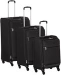 Amazon Basics 3-Piece Expandable Softside Spinner Luggage Set, 4 Wheels, 53.5cm, 66cm 74cm, Black