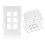 Cable Matters (10 Pack) Wall Plate with 6-Port Keystone Jack in White