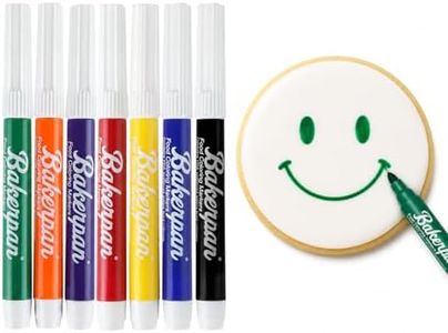 Bakerpan Edible Markers for Cookie Decorating - Set of 7 Standard Tip Food Coloring Pens for Cookies, Royal Icing, Fondant & Marshmallows | Made in USA