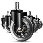 EDIMENS Office Chair Wheels Caster Replacement for Rubber Office Chair Wheel for All Floors, Set of 5 11mm Universal Size Work Office Chair Castors for Office Home Chairs, Gaming Computer Chairs…