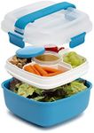 Goodful Stackable Lunch Box Container, Bento Style Food Storage with Removeable Compartments for Sandwich, Snacks, Toppings & Dressing, Leak-Proof and Made Without BPA, 56-Ounce, Blue