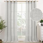 YoungsTex Linen Curtains 108 Inch Long for Living Room Divider Grommet Top Privacy Linen Textured Window Semi Sheer Drapes for Sliding Door, 2 Panels, 52x108 Inch, Light Grey