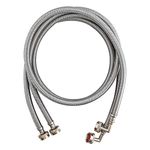 Eastman 41065 2-Pack Premium Stainless Steel Washing Machine Hoses - 6 FT No-Lead Burst Proof - Universal 90 Degree Elbow Connection - 3/4 inch FHT(Female Hose Threaded) connector fittings