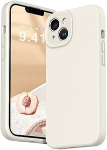 ROUMAYMAY for iPhone 15 Case, Liquid Silicone Shockproof Upgraded [Camera Cover], with Soft Fine Smooth Microfibre Lining Anti-Scratch, Full Body Phone Case for iPhone 15 Cover White Beige