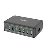 60W Multi USB Hub Charger, 8-Port Fast USB Charging Block with 20W Charger USB C Port, Multiple USB Charger Station for i Phone i Pad Android Phones Tablets etc,Black