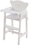 KidKraft Tiffany Bow Scalloped-Edge Wooden Lil Doll High Chair with Seat Pad - White, Gift for Ages 3+