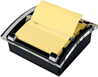 Post-it Pop-up Notes Dispenser, Organizes Desk & Keeps Notes Nearby, Black Base, Clear Top, Includes 50 sheets of 3 in x 3 in Canary Yellow Sheets