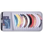 Wisdompro Car CD Case Holder, Vehicle Sun Visor Organizer Disc Wallet for Cars with 12 DVD Storage Sleeves, 1 Mesh Pocket, 1 Pen Holder and Elastic Strap (Gray)