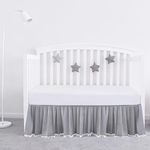 Crib Bed Skirt Grey Pleated with Wh