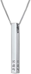 RESVIVI Sterling Silver 3D Engraved Personalized Bar Name Necklace Custom Made Any Name Pendant Necklace Sterling Silver