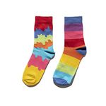 THELA GAADI Rainbow Colourful Socks - Combed Cotton Printed Funky Socks for Men & Women | Mid-Crew Length/Long Socks | Odour Free, Breathable, Free Size | Pack of 2 Pairs