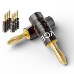 VCELINK Premium Banana Plugs with Dual Set Screws, 24K Gold Plated Speaker Connector for Home Cinema, Hi-Fi Amplifier, Stereo, AV Receiver, AWG 12-18, 4 Pairs