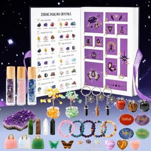 MYDAYS&DESIGN 2026 Crystal Advent Calendar, 12 Days Zodiac Healing Crystals Countdown Box with Natural Gemstones, Decorative Stones & Bracelets, Christmas Surprise Gift for Women, Mom, Teens & Girls