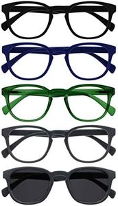 OPULIZE Pop 5 Pacco Occhiali Da Lettura Con Lettore Sole Retrò Giro Nero Blu Verde Grigio Uomo Donna RRRRS2-13677 +2,50