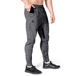 BROKIG Men Stripe Gym Joggers Pants, Causal Tapered Workout Sweatpants Jogging Sweat Track Pants with Zipper Pocket (Dark Grey, X-Large)