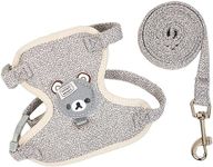 House Of Pets Handmade Cat Harness and Leash Set - Escape Proof and Adjustable - Lightweight and Soft Walking Harness for Cats - Perfect for Large and Small Cats - Travel-Friendly (Medium, Grey)