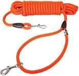 Downtown Pet Supply Heavy Duty Corded Dog Leash, Thick Comfort Woven Recall Obedience Training Orange and Black Slip Lead (50 Foot, Orange)