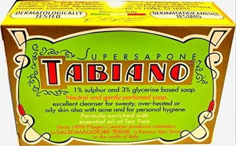 Savon au Soufre et Glycérine - Supersapone Tabiano Traitement Anti-Acné, Psoriasis & Eczéma, 125g
