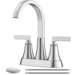 Bathroom Sink Faucet, Hurran 4 inch Brushed Nickel Bathroom Faucets for Sink 3 Hole with Pop-up Drain and Supply Lines, Stainless Steel 360 Swivel Waterfall Faucet for Bathroom Sink Vanity RV Restroom