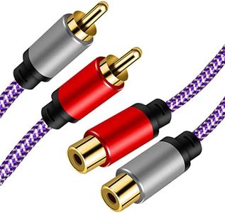 2 RCA Extension Cable, Tunghey 2RCA Male to 2RCA Female Stereo Audio Cables Nylon Braid RCA Stereo Cable for Home Theater, HDTV, Amplifiers, Hi-Fi Systems, Car Audio, Speakers (2m)