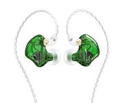 in Ear Monitor for Musicians BASN Bmaster Triple Driver Hybrid IEM Headphones Noise Cancelling in-Ear Earbuds with Two Detachable MMCX Cables for Stage/Audio Recording (Green)