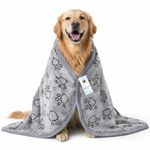 Foodie Puppies Quick Drying Microfiber Pet Towel, (Paw Print Bath Towel) (Grey, 107 cm x 85 cm) Large Super Absorbent Soft Fleece Bath Towel for Drying Dogs & Cats, Grooming Blanket
