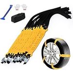 PTNHZ Universal Yellow 10pcs Car Snow Chains TPU Wheel Security Chains Adjustable Snow Tire Chains Belt Emergency Anti-Skid Anti-Slip For Cars Auto Trunk SUV Traction Snow Mud