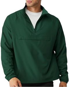 Opomelo Men's Athletic Quarter Zip Pullover Golf Hiking Running Lightweight Jacket Workout Sweatshirt With Pocket Dark Green