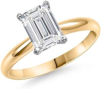 Gem Stone King 0.75-5 Ct 14K Two Tone Gold IGI Certified White Lab Grown Diamond Solitaire Engagement Ring For Women | E-F Color | VS1-VS2 Clarity | Available In Size 5, 6, 7, 8, 9