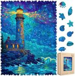 Leodozzio Wooden Puzzles for Adults 1000 Pieces, Lighthouse Wood Jigsaw Puzzle, 5mm Thick Unique Shaped Ocean Puzzle, Gift for Adults & FamilyGame, Home Wall Decor, 17.5x23.2 Inches
