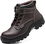 TOSAFZXY Work Boots Indestructible Composite-Toe Waterproof Leather Work Boots Safety Shoes for Men Brown 14
