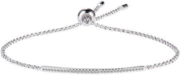 Diamond Bar Bolo Bracelet in Sterling Silver White Gold Plated - Bracelets for Women Adjustable