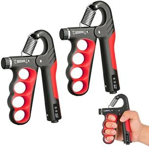 Hautrely 2PCS Hand Gripper Strengthener, 11-220LB Adjustable Resistance Grip Strength Trainer with Counter, Forearm Exerciser for Injury Recovery and Muscle Building (Red)