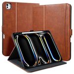 Zinibri for iPad Pro 13 Inch Case 2024 M4 A2925 A2926 with Pencil Holder & Pocket & Hand Strap, Stand Cover Magnetic PU Leather Case Compatible with iPad Pro 13 M4 2024 (7th Gen),Brown