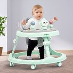 Baybee Drono Baby Walker for Kids, Round Kids Walker with 4 Seat Height Adjustable | Foldable Activity Walker for Baby with Food Tray & Musical Toy Bar | Walker Baby 6-18 Months Boys Girls (Green)