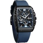 NAVIFORCE Waterproof Chronograph Sport Watch for Men, with Auto Date Women Quartz Wrist Watches, Colorful Silicone Band, black+Blue, classic style