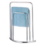 Taylor & Brown Free Standing Chrome 3 Bar Curved Towel Rail Rack Holder Floor Space Saving Design Tall Modern Outdoor Pool Towel Drying W58 x D29 x H76cm