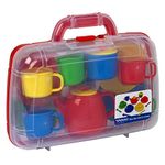 PETERKIN CLASSICS | Children's Tea Set in Carry Case | 17 piece, brightly coloured, plastic tea set in a sturdy 30cm carry case | RolePlay Toys | Tea Sets | Ages 3+