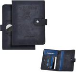 Fidelo Passport Holder with Airtag - Faux Leather Passport Cover Organize and Protect Travel Essentials - Loop Design and Sturdy Snap Button Passport Wallet - Passport Book Cover - Black