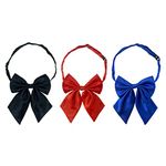 Bow Tie for Women Set of 3, Kawaii Bowtie for School Girls & office Ladies Uniform T-shirt & Lolita or Cosplay W-B-T6, Set of 3 - Black, Red, Royal Blue, One Size