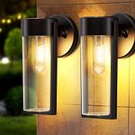 6 Pack Solar Porch Lights Outdoor with Motion Sensor, LETMY Modern Waterproof Solar Outdoor Wall Light, Dusk to Dawn Outdoor Lights Wall Mount Solar Fence Lights for Front Door Hallway Backyard Garage
