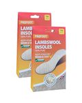 Profoot Lambswool Insoles - Full Length Shoe Inserts - Ideal for Cold Feet and Foot Discomfort - Perfect for Boots, Wellies and Slippers - Washable and Reusable - One Size Fits All - (2 Pack)