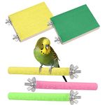 upain 5 Pack Parrot Perches Stand, Natural Wood Bird Scrub Perch Platform and Paw Grinding Stick Bird Cage Toys Accessories for Small Parakeets Cockatiels Budgies Parakeet Lovebird