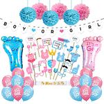 Party Propz Baby Shower Decoration Items Set - 59Pcs Banner, Balloons, Photo Booth Props, Sash - Baby Shower Decorations Materials for Mom to Be Maternity Photoshoot - Home KIT