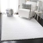 SAFAVIEH August Shag Collection Area Rug - 9' x 12', White, Solid Design, Non-Shedding & Easy Care, 1.2-inch Thick Ideal for High Traffic Areas in Living Room, Bedroom (AUG900A)