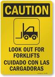 SmartSign - S-8498-AL-14 "Caution - Look Out For Forklifts" Bilingual Sign | 10" x 14" Aluminum