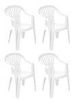 VTL® 4 X White Plastic Garden Chairs Low Back Seat Patio Partying Camping Stacking