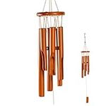 Sansnow Wooden Wind Chimes Outdoor/Indoor, Natural Bamboo Wind Chimes with Beautiful Deep Tone for Garden/Home Decor 30 Inches, Brown